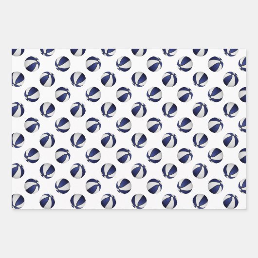 Set van 3 coördinerende blauwe teamkleuren basketb inpakpapier vel (Voorkant 3)