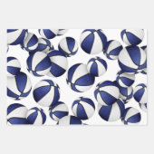 Set van 3 coördinerende blauwe teamkleuren basketb inpakpapier vel (Voorkant)