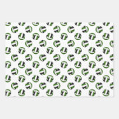 Set van 3 coördinerende groene zwarte volleyballen inpakpapier vel (Voorkant 3)