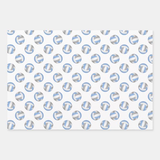 Set van 3 coördinerende lichtblauwe volleybal inpakpapier vel (Voorkant 3)