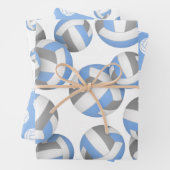 Set van 3 coördinerende lichtblauwe volleybal inpakpapier vel (In situ)