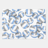 Set van 3 coördinerende lichtblauwe volleybal inpakpapier vel (Voorkant)
