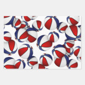 Set van 3 coördinerende rode blauwe basketballen inpakpapier vel (Voorkant)