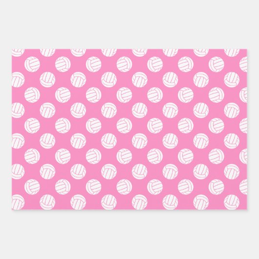 Set van 3 coördinerende zwarte roze volleyballen inpakpapier vel (Voorkant 2)