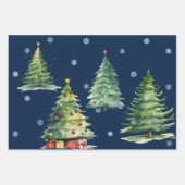 Set van 3 Elegante Night Christmas Tree Gift Wraps Inpakpapier Vel (Voorkant)
