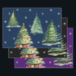 Set van 3 Elegante Night Christmas Tree Gift Wraps Inpakpapier Vel<br><div class="desc">Set van drie kwaliteit platte vellen van complementaire verfijnde maar uitnodigende kerst inpakpapier om uw kerstcadeaus op te laten vallen. Bedankt voor het zoeken; we waarderen uw bedrijf bij Paws Charming.</div>