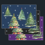 Set van 3 Elegante Night Christmas Tree Gift Wraps Inpakpapier Vel<br><div class="desc">Set van drie kwaliteit platte vellen van complementaire verfijnde maar uitnodigende kerst inpakpapier om uw kerstcadeaus op te laten vallen. Bedankt voor het zoeken; we waarderen uw bedrijf bij Paws Charming.</div>