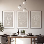 Set van 3 Elephant Line Art Posters