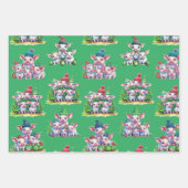 Set van 3 geassorteerde Schattige Varkenskerstcade Inpakpapier Vel (Voorkant)