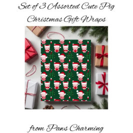 Set van 3 geassorteerde Schattigee Varkenskerstcad Inpakpapier Vel