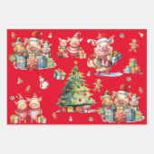 Set van 3 geassorteerde Schattigee Varkenskerstcad Inpakpapier Vel (Voorkant 3)