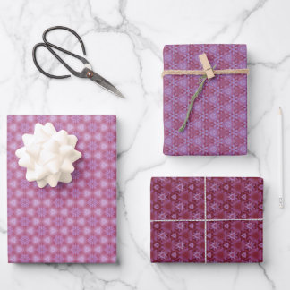 Set van 3 Gedrukte Paarse Schaduw Inpakpapier Vel