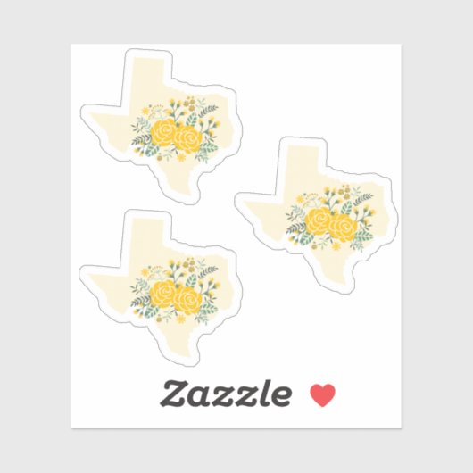 Set van 3 gele Rose of Texas Gingham Staat Sticker (Vel)