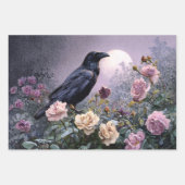 Set van 3 gotische ravenscènes decoupage inpakpapier vel (Voorkant)