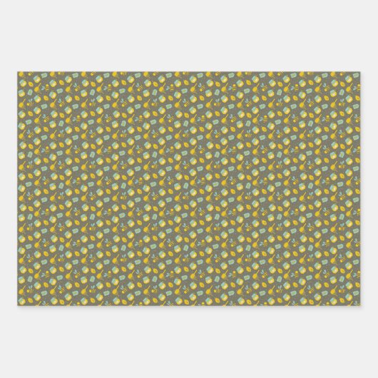 Set van 3 honingraat en bijen inpakpapier vel (Voorkant 2)