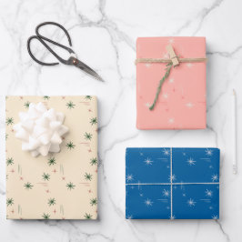 Set van 3 inpakpapieren met kleine sterren inpakpapier vel