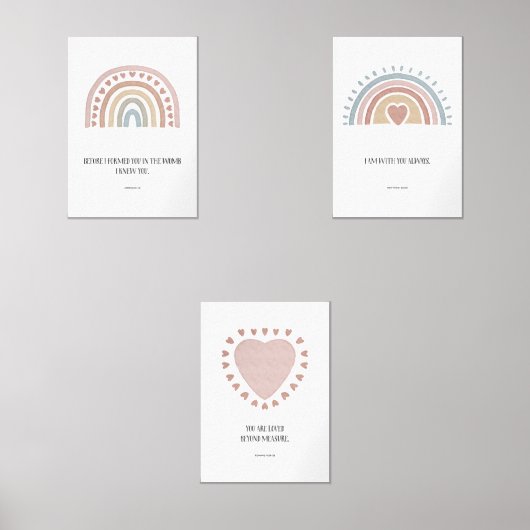 Set van 3 kinder boho bijbel vers regenboog poster (Voorkant)