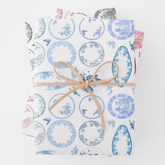 Set van 3 kleuren | Franse Antiek Borden vellen (In situ)