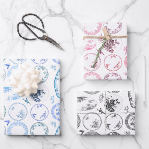 Set van 3 kleuren Franse Antiek Borden vellen