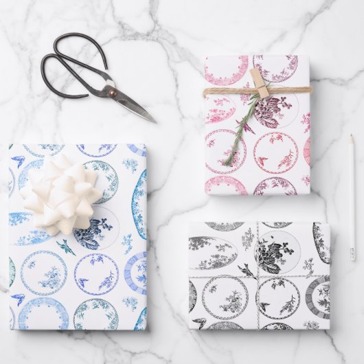 Set van 3 kleuren | Franse Antiek Borden vellen (Voorkant)