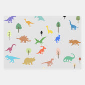 Set van 3 Kleurrijke Dino Bos voor Kinderen Inpakpapier Vel (Voorkant)