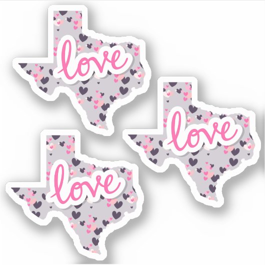 Set van 3 Liefde in Texas - Valentijnsdag Sticker (Voorkant)