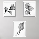 Set van 3 minimalistische Leaf Line Art Prints (Voorkant)