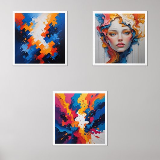 Set van 3 Paint Splatter Maximalist Art Prints (Voorkant)