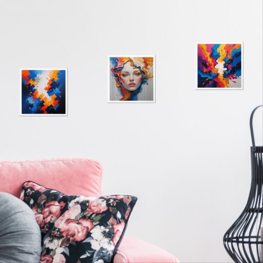 Set van 3 Paint Splatter Maximalist Art Prints (Woonkamer)