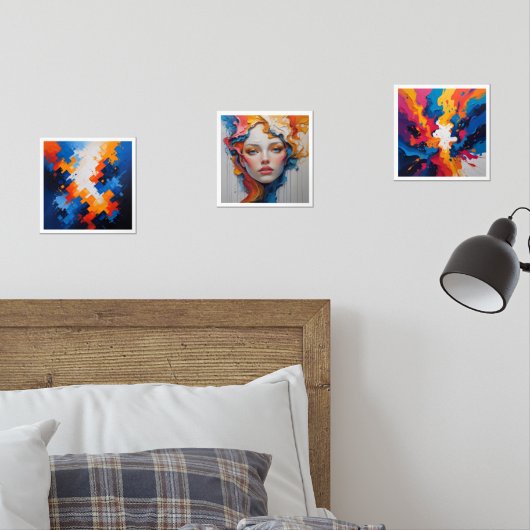 Set van 3 Paint Splatter Maximalist Art Prints (Slaapkamer)