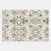 Set van 3 Pastel Green Floral Flat Wrapping Paper (Voorkant)