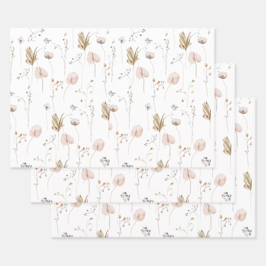 Set van 3 platte vellen inpakpapier (Set)