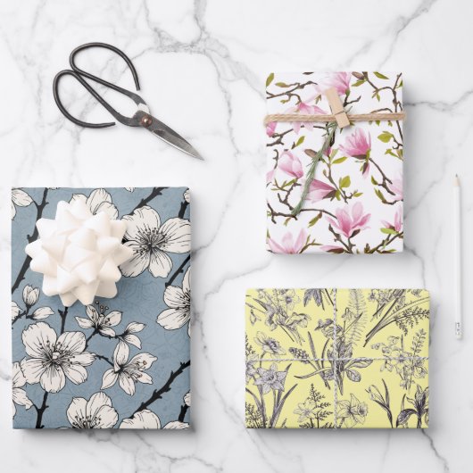 Set van 3 platte vellen inpakpapier (Voorkant)