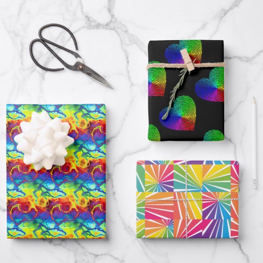 Set van 3 Pride-thema-cadeaupapiervellen Inpakpapier Vel (Voorkant)