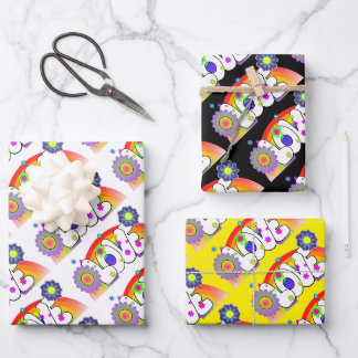 Set van 3 Regenboog Liefde Inpakpapier Vel