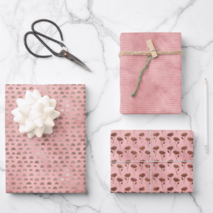 Set van 3 Roze Japanse Gelukspapier Inpakpapier Vel