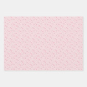 Set van 3 - Roze & Rode Mini Sterren en Harten Inpakpapier Vel (Voorkant)