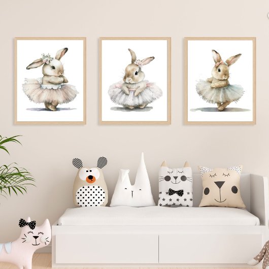 Set van 3 Schattigee Bunny Ballerina Meisje Nurser