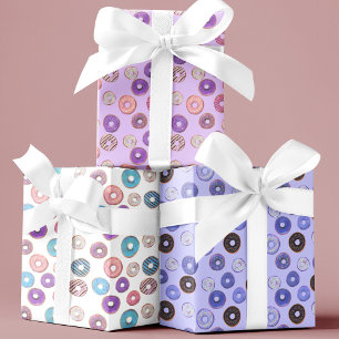 Set van 3 Schattigee Donut kids verjaardag of baby Inpakpapier Vel