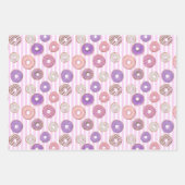 Set van 3 Schattigee Donut kinder pastelstrepen Ve Inpakpapier Vel (Voorkant 3)