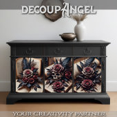 Set van 3 - Schedel en Scarlet Rozen #1 - Decoupag Inpakpapier Vel