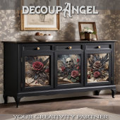 Set van 3 - Schedel en Scarlet Rozen #2 - Decoupag Inpakpapier Vel