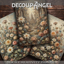 Set van 3 - Tijdloze Bloemschoonheid - Decoupage -