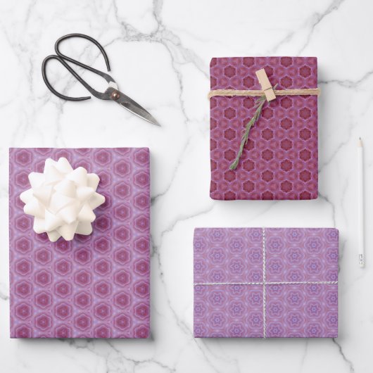 Set van 3 tinten paars inpakpapier vel (Voorkant)