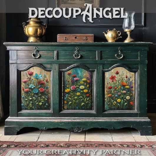 Set van 3 - Tuin van kleuren - Decoupage - Inpakpapier Vel