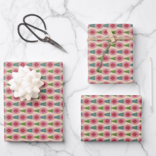 Set van 3 - Vakantiepatroon met watercolor bomen Inpakpapier Vel