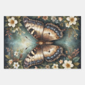 Set van 3 Vlinder en Bloemen -Decoupage- Inpakpapier Vel (Voorkant 2)