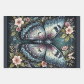 Set van 3 Vlinder en Bloemen -Decoupage- Inpakpapier Vel (Voorkant)