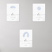 Set van 3 Waterverven Blue Boys Bijbelvers print (Voorkant)