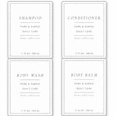 Set van 4 aangepaste badkamerlabels sticker (Voorkant)